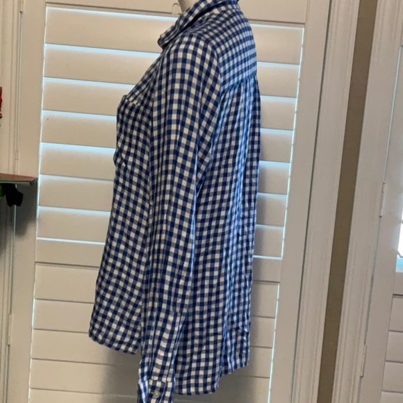 SO Blue and White Checkered Women's Button Down Shirt - Picture 4 of 7